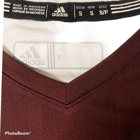 Adidas Long sleeve v neck athletic top burgundy S - Picture 7 of 12